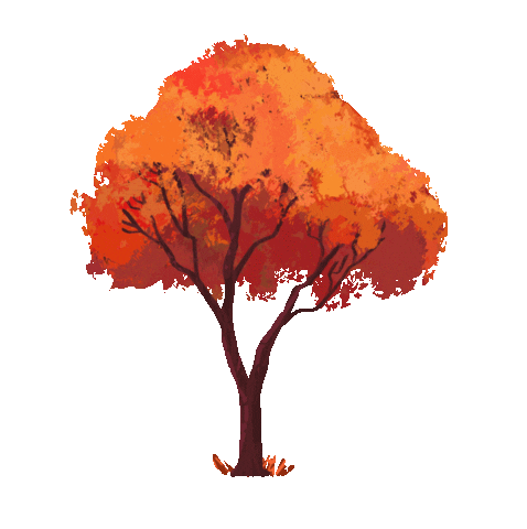 Orange and yellow tree shaking leaves.